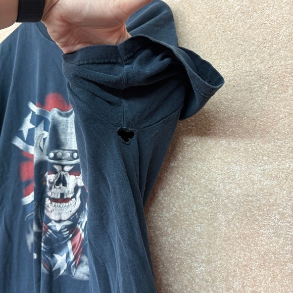 VINTAGE USA Y2K Black Thunder Sportswear Skull Rebel Cowboy Shirt Size 2XL FLAW‎ - Picture 4 of 7